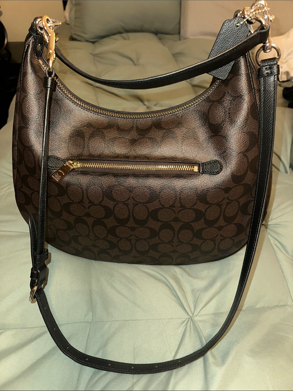 Coach Dark Brown Signature Hobo with Gold Accent - Picture 6 of 8